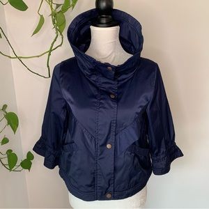 Anthropologie Millard Fillmore Navy 3/4 Sleeve Cropped Jacket Size XS